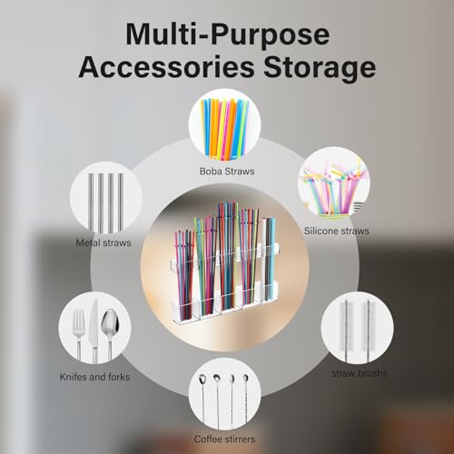 Straw Holder for Cabinet Door - Reusable Tumbler Organizer, 9.5"