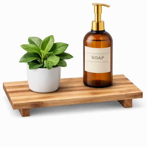 ORNAROVI Brown Wooden Bathroom Pedestal Stand - Small Farmhouse Soap Tray