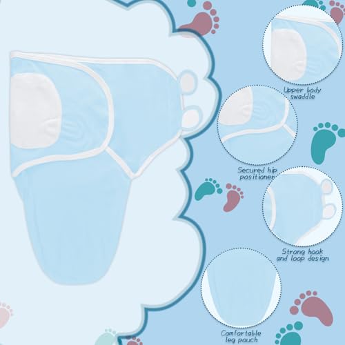 Fecawd Baby Swaddle Sleep Sack with Hat - Blue, One Size (0-3 Months)
