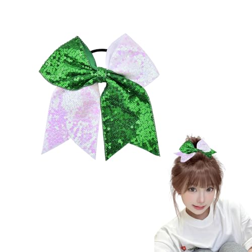 Glitter Cheer Bow Hair Tie - Large Sparkle Ponytail Holder Scrunchie