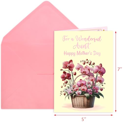 Happy Mother's Day Card for Aunt with Moth Orchid Design - 5x7