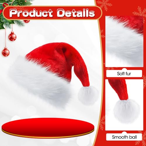 YUNISS 2-Pack Red Velvet Christmas Hats for Kids