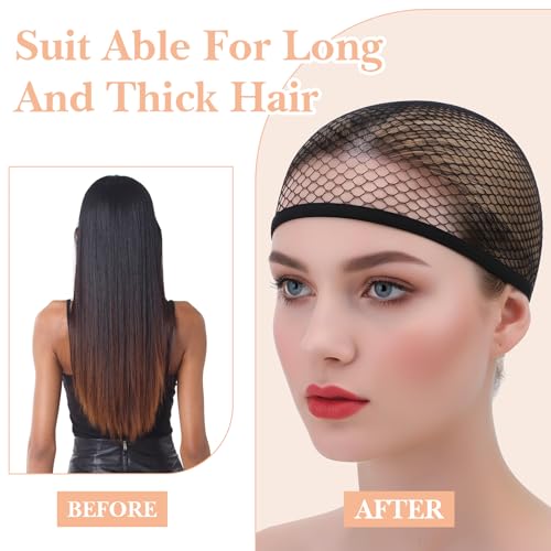 Sibba 8 PCS Open-End Mesh Wig Caps Stretchy Nylon Hair Nets for Wigs