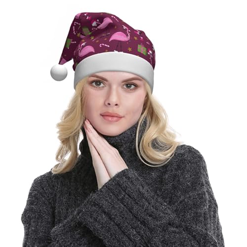 Christmas Santa Hat Plush Hat for Men Women New Year Holiday Party Black13 Variation