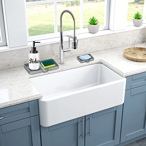 Cool Gray Self-Draining Kitchen Sink Tray - Silicone Soap Holder