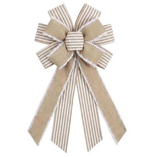 Vickasi E Christmas Natural Burlap Wreath Bow Farmhouse Craft Decoration
