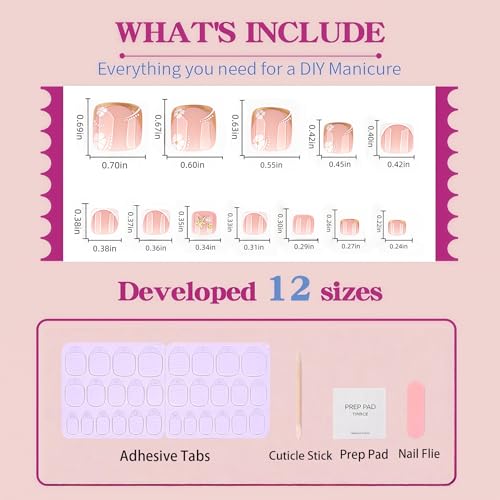 White Flower Press on Toenails Glossy Short Square False Toenails