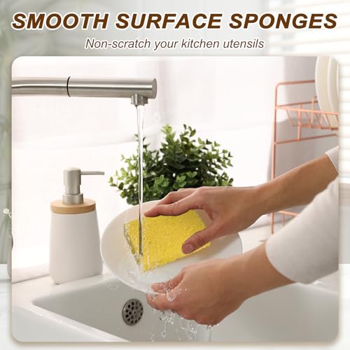 uxcell Black Cellulose Sponges - 6 Pcs Non-Scratch Kitchen & Bathroom Cleaning Scrubbers