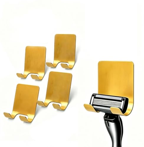 Liedrg Gold Adhesive Hooks - 4-Pack Stainless Steel Wall Hangers for Bathroom