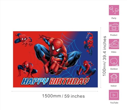 Happy Birthday Backdrop Banner for Kids - 59x39.4 Inches