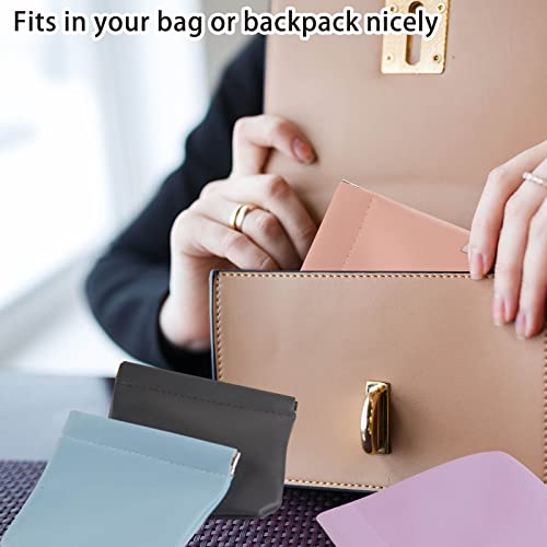 CANIPHA 4pcs Waterproof Leather Pocket Cosmetic Bag Self-Closing Mini Makeup Pouch