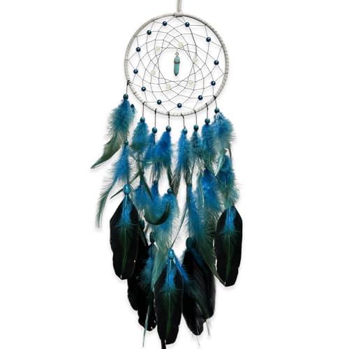 Blue Glow in the Dark Dream Catcher with Turquoise Gem - Handmade Wall Decor for Kids