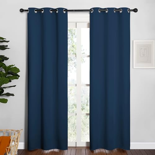 NICETOWN Blackout Curtains - 34"x84" Thermal Insulated Grommet Panels, Blue