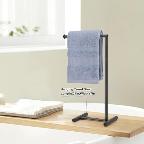 Livabber L-Shape Hand Towel Holder Stand - Modern Metal Rack for Bathroom & Kitchen (Black)