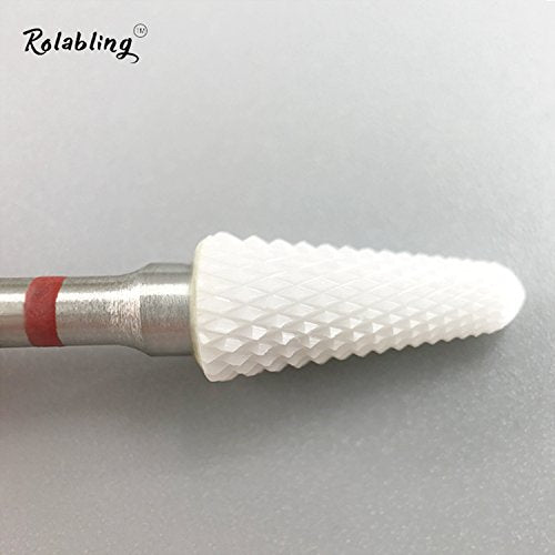 Rolabling Ceramic Nail Drill Bit Flame White Fine Grit for Electric File