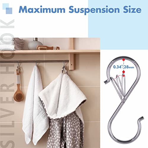 Vantasii Heavy Duty S Hooks - 10 Pack Rustproof Metal Hooks with Safety Buckle (3.5 inch)