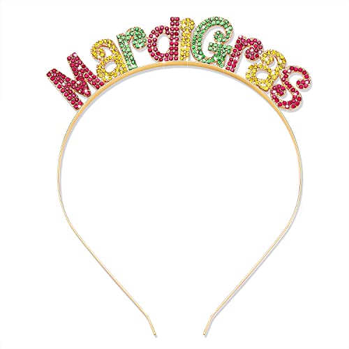 NVENF Mardi Gras Rhinestone Fleur De Lis Headband Carnival Hair Hoop