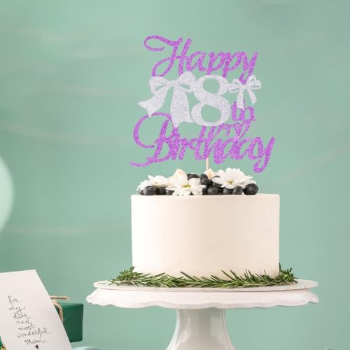 Bowknot Happy 8th Birthday Cake Topper - Girls' Party Decoration