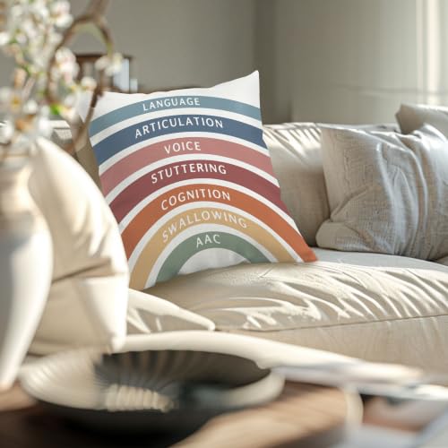 Boho Rainbow Mental Health Pillow Cover 18x18 - Back-to-School
