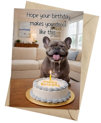 Funny Birthday Card with French Bulldog | 5x7 Card & Envelope