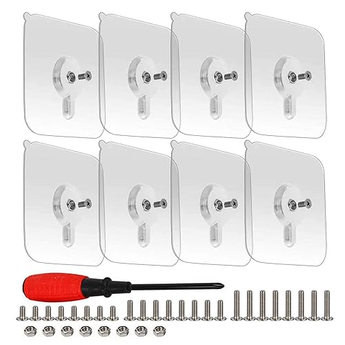 8-Pack Self-Adhesive Screws - No-Trace Wall Mounting Kit