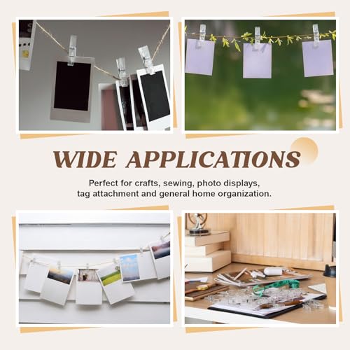 200 Pcs Mini Transparent Plastic Clips, 1.38" Photo Clips for Crafts