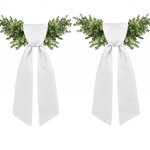 Elegant White Wreath Sash Set for Front Door Decor - 2 Pcs, 4.5 x 57 Inches