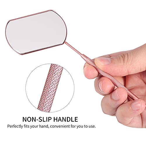 Miuffue Detachable Stainless Steel Large Lash Mirror for Eyelash Extensions, Pink