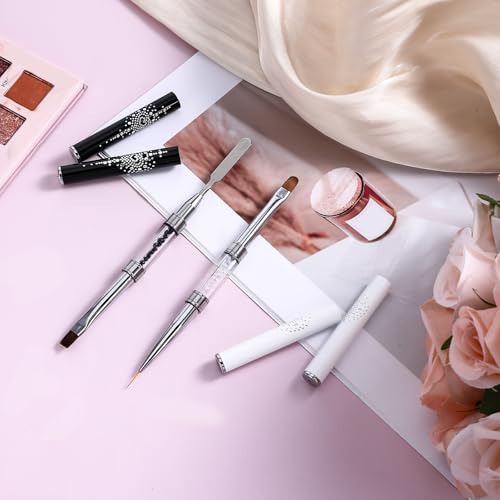 LIQWEI 2 Pcs Double-Ended Nail Builder Gel & Liner Brush Set