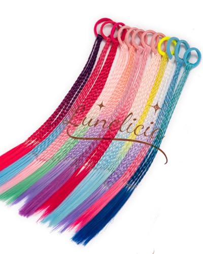 Lunelicia 16-Inch Colorful Hair Extensions 12 Pcs for Braids & Festivals