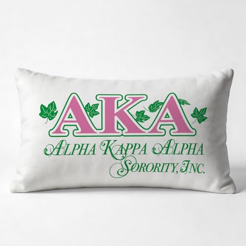 AKA Sorority Lumbar Pillow Cover - Green Ivy Leaf Print, 12x20