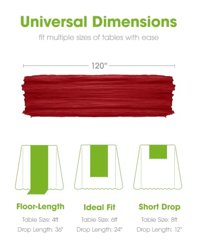 Pureegg 2 Pack Red Cheesecloth Table Runner 120 Inch for Wedding Party