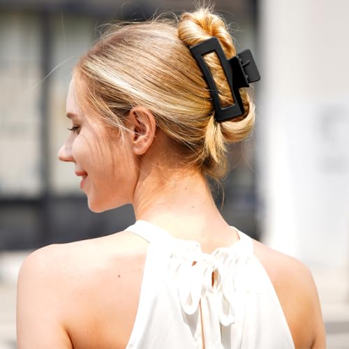 MAORULU Large Hair Claw Clip for Thick Hair - Matte Black Jaw Clip