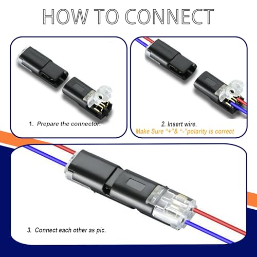 20 Pack 2-Pin LED Strip Light Connectors with Locking Buckle