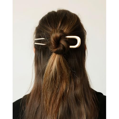 Metal French Hair Pins Set of 2 - U Shaped Hair Fork for Buns