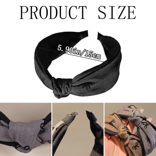 Elegant Bow Headband 3-Pack Non-Slip Wide Hair Bands for Women