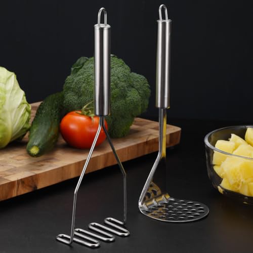 Pilarmuture Stainless Steel Potato Masher 2-Pack Heavy Duty Wire Tool
