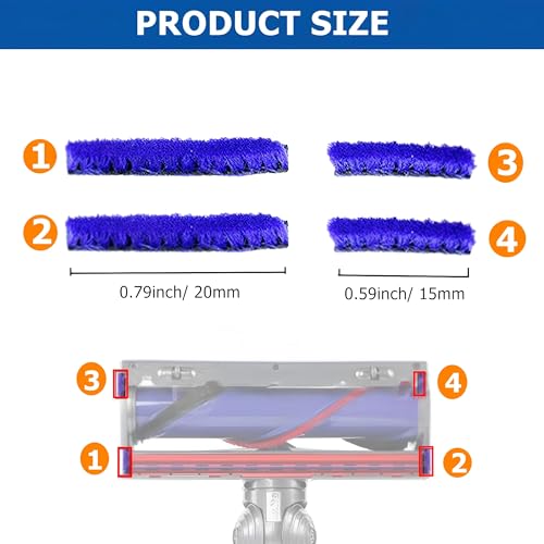 Replacement Plush Strips for V10 V8 Direct Drive Cleaner Heads - 4 Pack