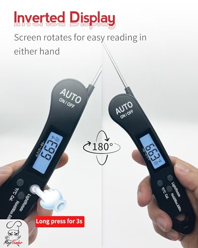 Meatender Instant Read Meat Thermometer - 1.2s Fast, Magnetic, Backlit LCD - Variation 1