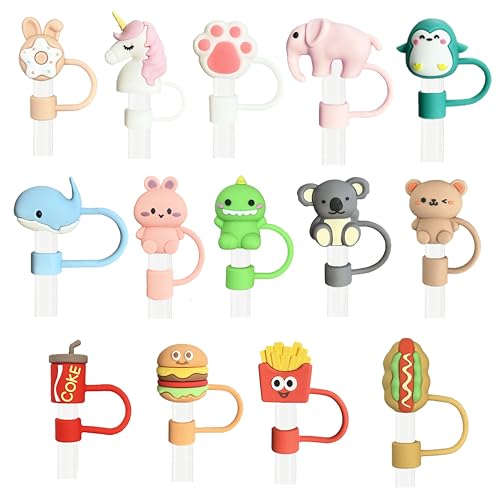 14 Pcs Cute Animal & Food Straw Covers for 30&40 oz Stanley Cup
