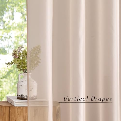 NICETOWN Taupe Sheer Curtains 72" Grommet Window Panels - 2 Pack