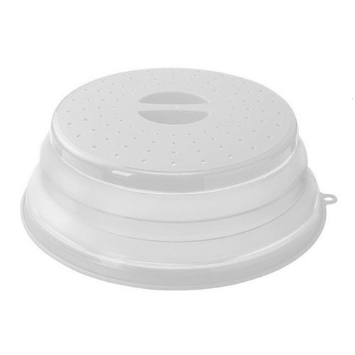 Collapsible Microwave Splatter Cover, 10.5 Inch, Dishwasher-safe, Microwave Plate Cover With Steam Vent，BPA-Free Silicone & Plastic (white)