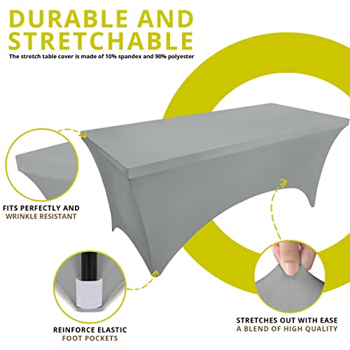Utopia Kitchen 6FT Grey Spandex Table Cloth - 2 Pack