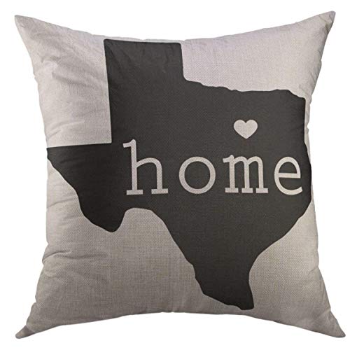 Texas Map Decorative Throw Pillow Cover - 18x18 Inch Cotton Linen Cushion Case