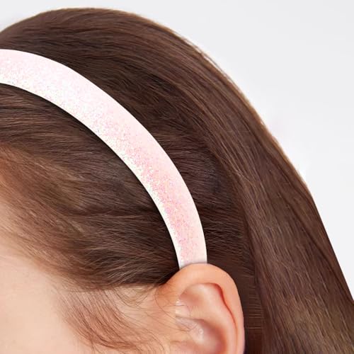 Semato Pink Glitter Headband for Girls Sparkly Wide Non-Slip Hairband