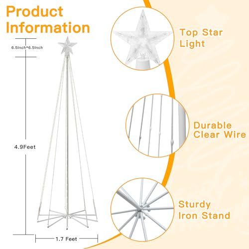 Ollny Christmas Tree Lights, 5ft 140 LED Warm White String Lights with 8 Modes