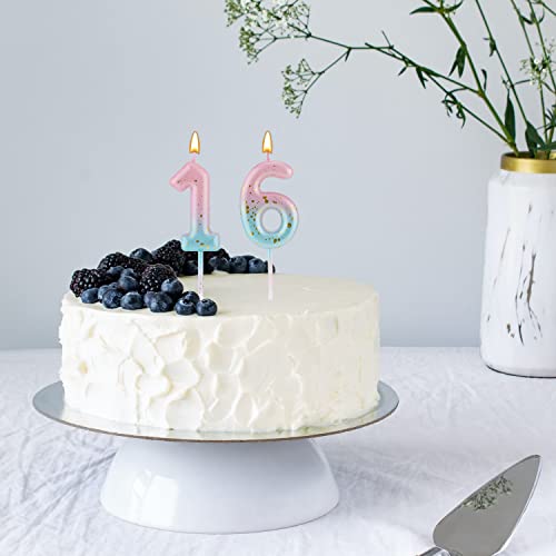 Pink Blue Gradient Birthday Number Candles for Cake