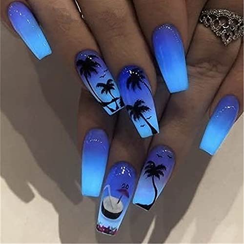 Black Palm Tree Nail Stickers 4PCS Summer Beach Nail Decals
