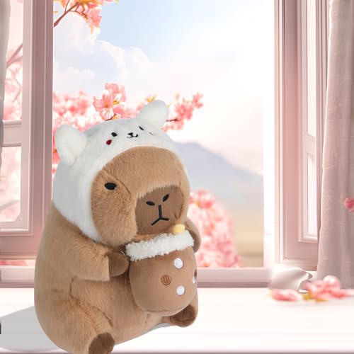 Cute Capybara Plush Toy - Soft Stuffed Animal Doll with Bunny Ears, 12 Inch