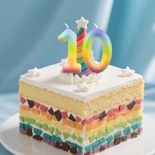 Rainbow Number 4 Birthday Candle - Colorful Cake Topper